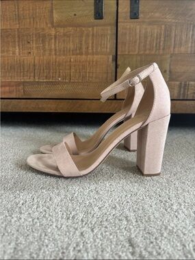 a new day Blush Suede Block Heel Ankle-Strap Sandals